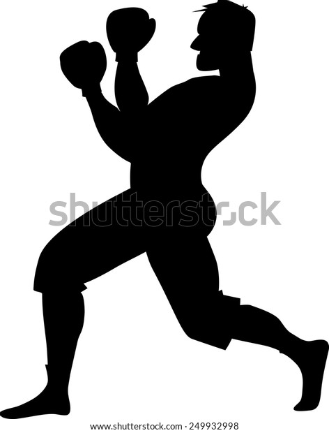 Black Vector Silhouette Boxer Fighting Stance Stock Vector (royalty 