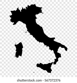 Black vector silhouette cartography map of Italian political borders