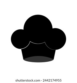 Black vector silhouette of a chef's hat on an isolated background.