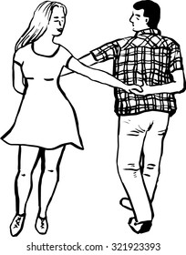 Black vector silhouette of a couple dancing.Elegant classic pose