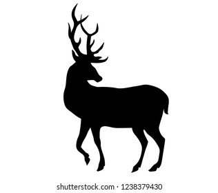 Black vector silhouette of a deer