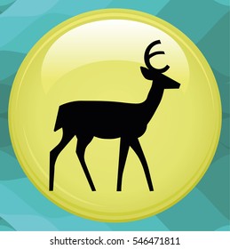 Black vector silhouette of deer