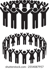 Black vector silhouette Diverse group- Unity concept - Community representation