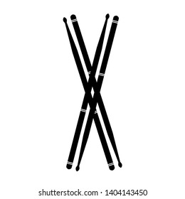 Black vector silhouette drum stick for rock band concerts