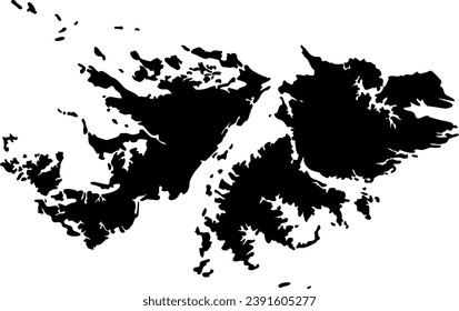 Black Vector Silhouette of the Falklands
