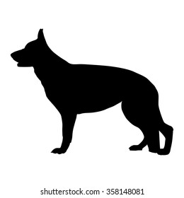 Black vector silhouette of German Shepherd dog. 