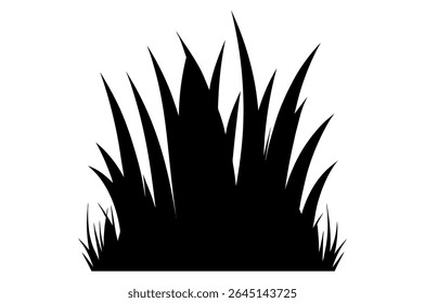 Black vector silhouette of grass and leaf pattern design
