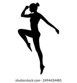 black vector silhouette of a gymnast in motion