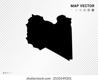 Black vector silhouette of Libya map on transparent background.