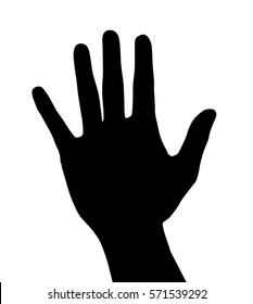 Black vector silhouette of a man's hand isolated on white background