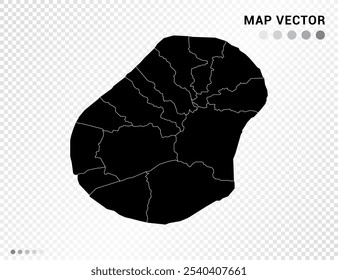 Black vector silhouette of Nauru map on transparent background.