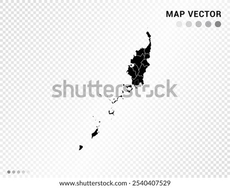 Black vector silhouette of Palau map on transparent background.