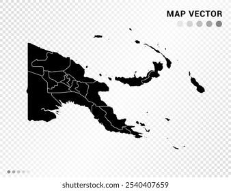 Silueta de Vector negro de Papúa Nueva Guinea mapa sobre fondo transparente.