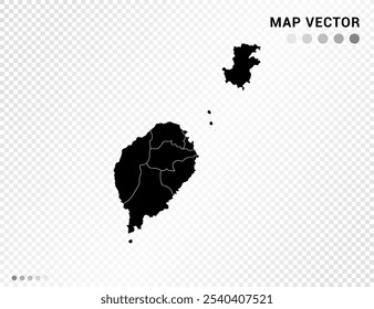 Black vector silhouette of Sao Tome map on transparent background.