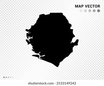 Black vector silhouette of Sierra Leone map on transparent background.