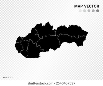 Silueta de Vector negro de Eslovaquia mapa sobre fondo transparente.