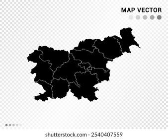Silueta de Vector negro de Eslovenia mapa sobre fondo transparente.