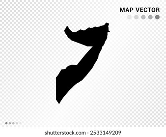 Black vector silhouette of Somalia map on transparent background.