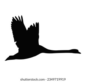 Black vector silhouette of swan.