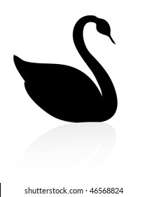 black vector silhouette of swan