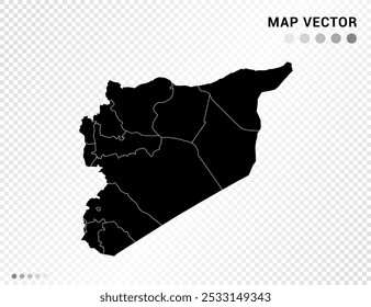 Black vector silhouette of Syria map on transparent background.