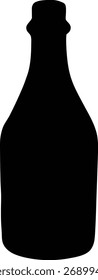 Silhueta de vetor preto de uma garrafa alta, elegantemente cônica, muitas vezes usada para bebidas alcoólicas, vinhos ou espíritos. Este ícone minimalista é perfeito para maquetes de embalagem, branding, menus de barra, logotipos de destilaria