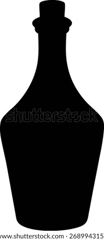 Black vector silhouette of a tall, elegantly tapered bottle often used for liquor, wine, or spirits. This minimalist icon is perfect for packaging mockups, branding, bar menus, distillery logos
