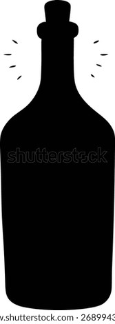 Black vector silhouette of a tall, elegantly tapered bottle often used for liquor, wine, or spirits. This minimalist icon is perfect for packaging mockups, branding, bar menus, distillery logos