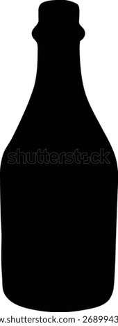 Black vector silhouette of a tall, elegantly tapered bottle often used for liquor, wine, or spirits. This minimalist icon is perfect for packaging mockups, branding, bar menus, distillery logos