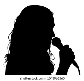 Black Vector Silhouette Woman Singer Singing Stock Vector (Royalty Free ...