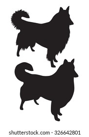 black vector silhouettes of Collie Rough dogs