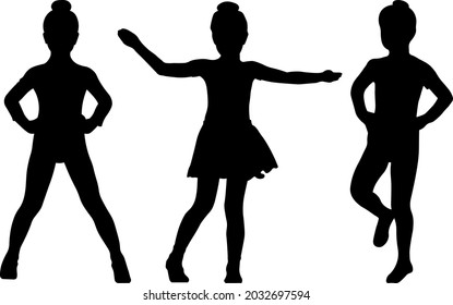 black vector silhouettes of people on a white background, family