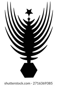 Black vector silhouettes of a religious cross symbol set featuring an illustration of a Christmas tree leaf and nature plant icon design
