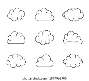 Black vector simple clouds thin line design
