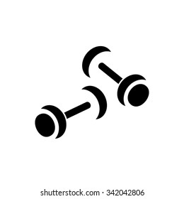 Black vector simple dumbbells icon on white background