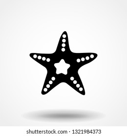 Black vector simple starfish icon isolated on white