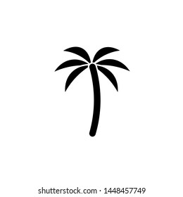Black vector single palm tree silhouette icon isolated