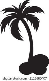 Black vector single palm tree silhouette icon isolated.eps