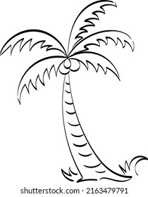 Black vector single palm tree design. Line Art Drawing for print or use as poster, card, flyer or T Shirt