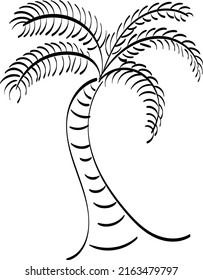 Black vector single palm tree design. Line Art Drawing for print or use as poster, card, flyer or T Shirt