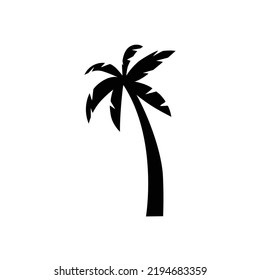 Black vector single palm tree silhouette icon isolated
