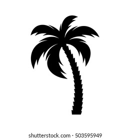 Black vector single palm tree silhouette icon isolated - Shutterstock ID 503595949