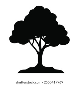 Icono de silueta de árbol único de Vector negro aislado