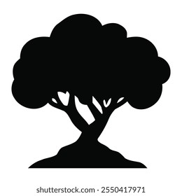 Black vector single tree silhouette icon isolated