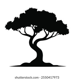 Black vector single tree silhouette icon isolated