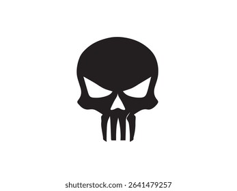 Black vector skull silhouette. Skull Silhouette Icon Vector Design on White Background. Skull vector logo silhouette.	