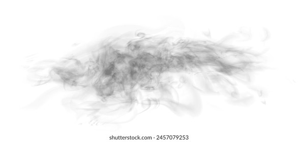 Black vector smoke, cloudy, fog background PNG effect. Fog or smoke isolated on transparent background with overlay effect. Vector