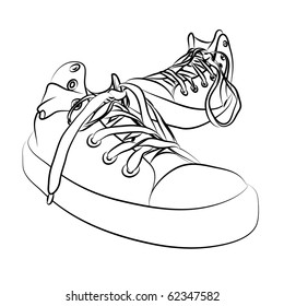 Black Vector Sneakers On White Background Stock Vector (Royalty Free ...