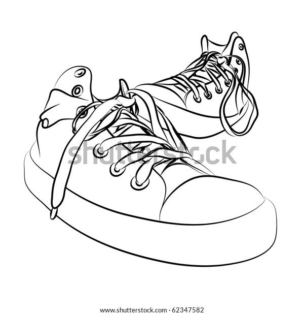 Black Vector Sneakers On White Background Stock Vector (Royalty Free ...