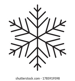 El copo de nieve vectorial negro aislado sobre fondo blanco. Un simple icono de copo de nieve. Ilustración vectorial para Navidad y Año Nuevo